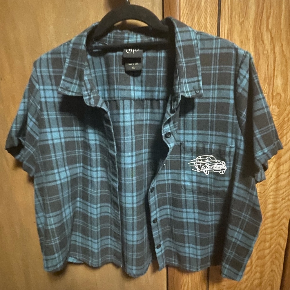 Hot Topic Harry Potter Whomping Willow Plaid Crop Button-Up Shirt